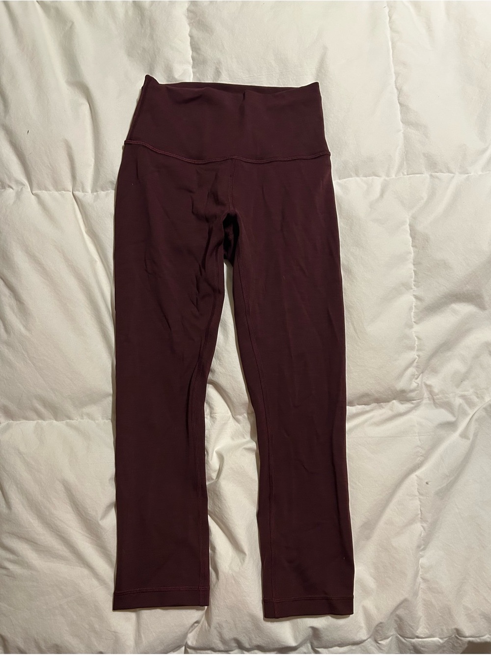 High-Waist Leggings in Deep Plum Above Ankle Length